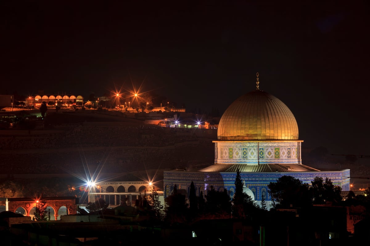 The Dome of the Rock on the Temple Mount in Jerusalem, surrounded by the historic cityscape